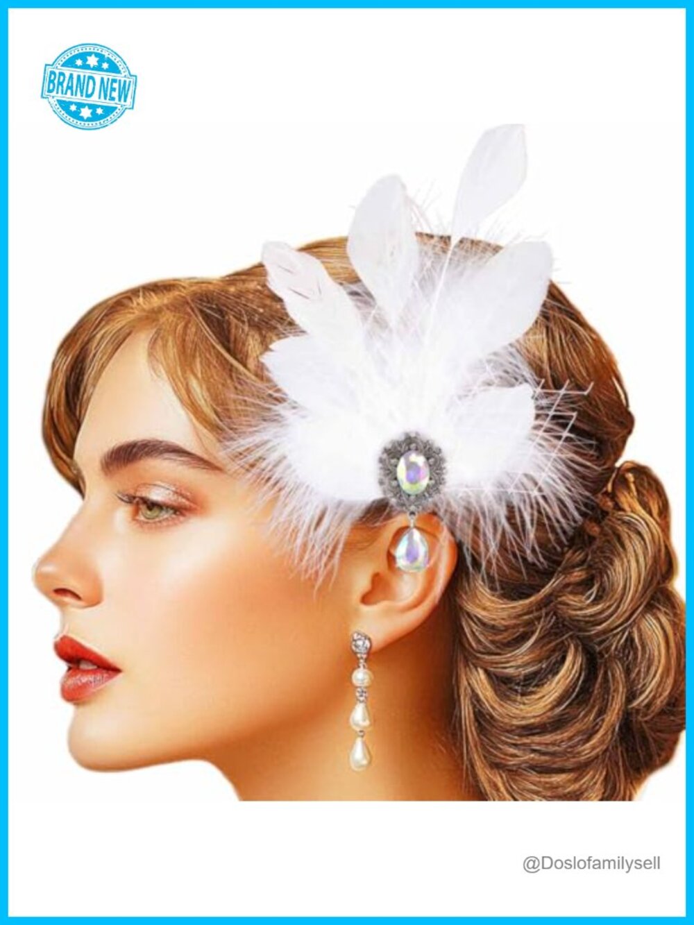 20S Flapper Feather Headband White Hair Clip Feather Fascinator Hair